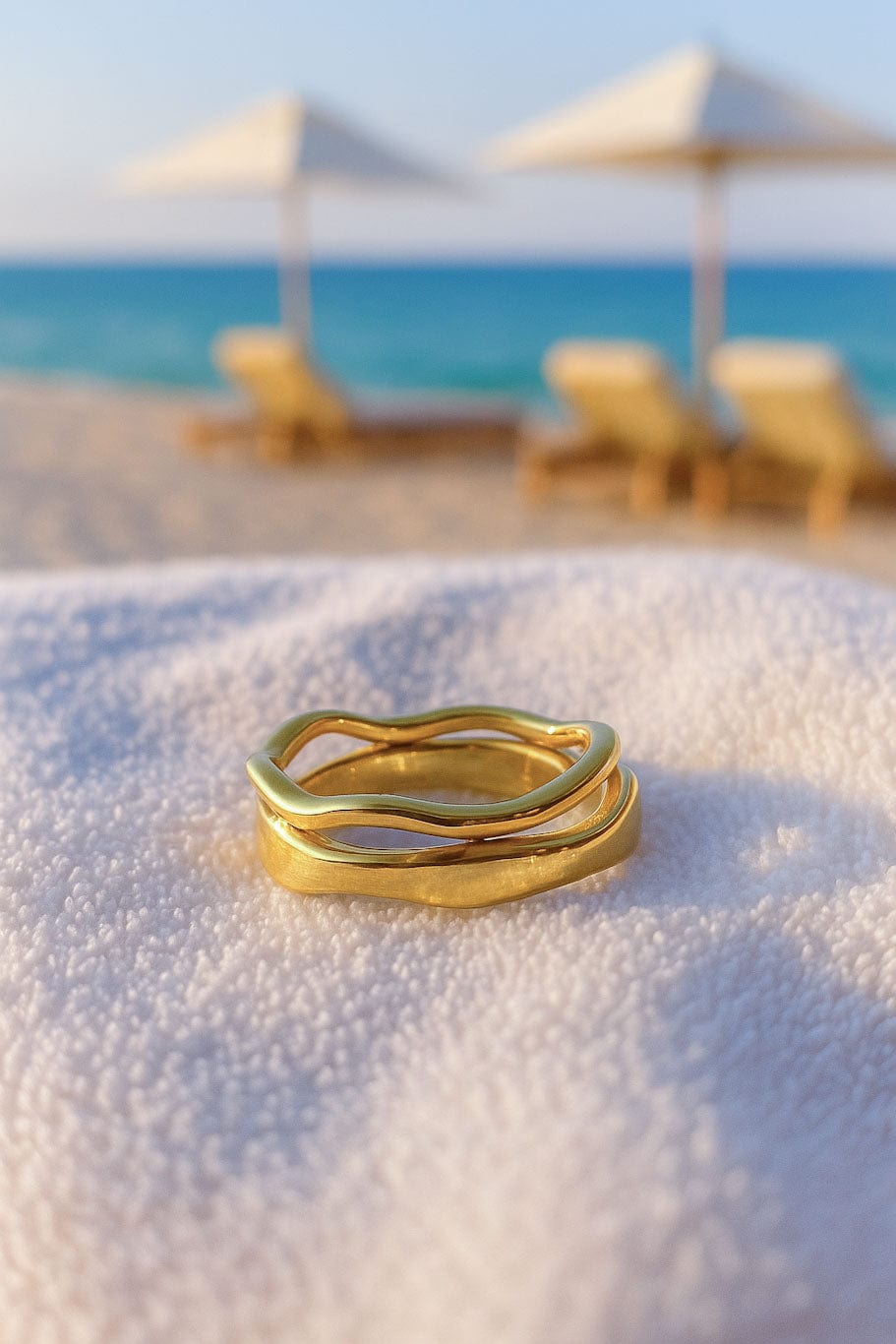 Blueyejewelry Gullbelagt ring 18K STACK Ring – 18K gullbelagt stack ringsett som tåler vann