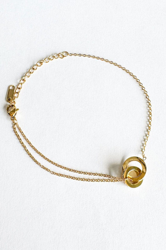 MEA NANI JEWELLERY Ankellenke AURELIA – 18K gullbelagt ankellenke med romertall og zirkonia