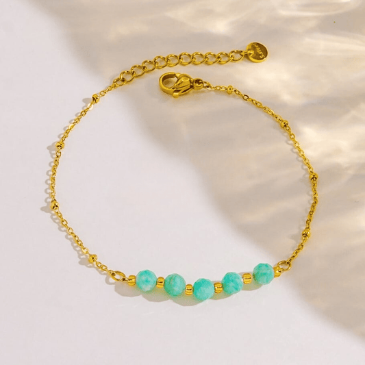 MEA NANI JEWELLERY Armbånd MIAMI LOVE – turkis armbånd med natursteiner i 18K gullbelagt kirurgisk stål