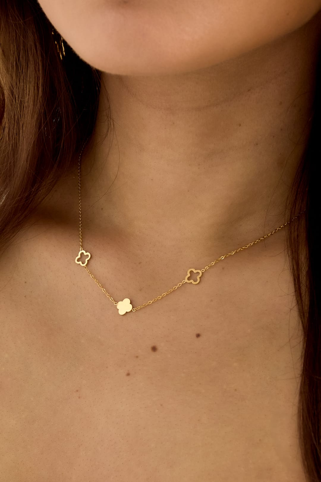 MEA NANI JEWELLERY Halskjede Gull CLOVER – 14K gullbelagt