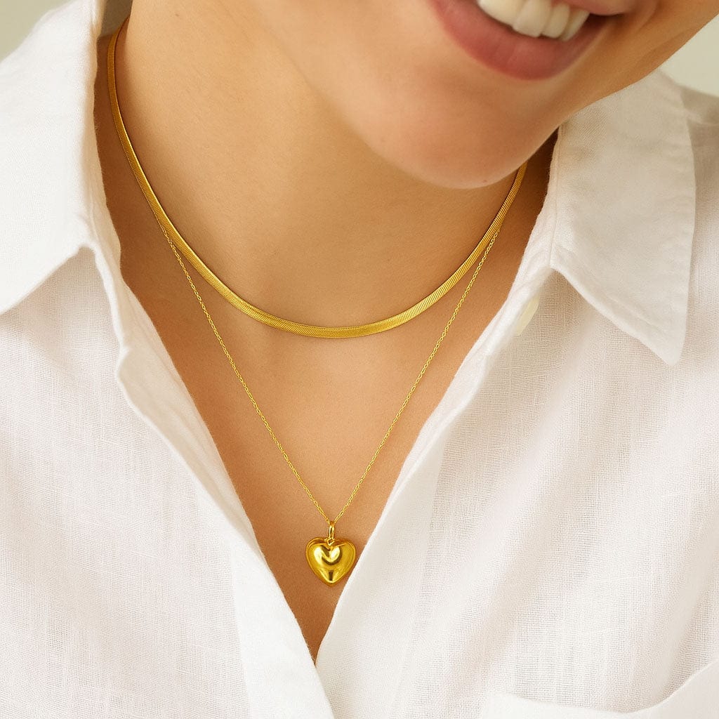 MEA NANI JEWELLERY Halskjede LINDE DOBBELT HALSKJEDE 18K GULLBELAGT - Smykke med hjerteanheng