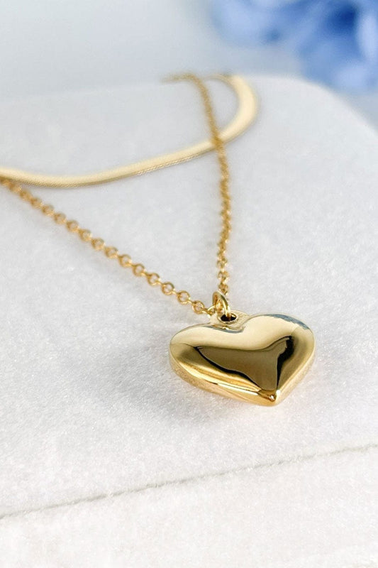 MEA NANI JEWELLERY Halskjede LINDE - DOBBELT HALSKJEDE MED HJERTE ANHENG