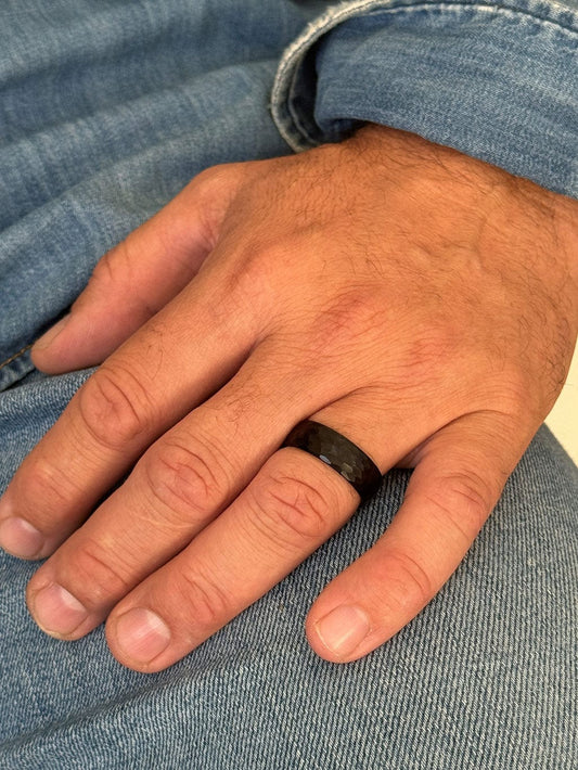 MEA NANI JEWELLERY Herrering SVART TUNGSTEN CARBIDE RING 8MM