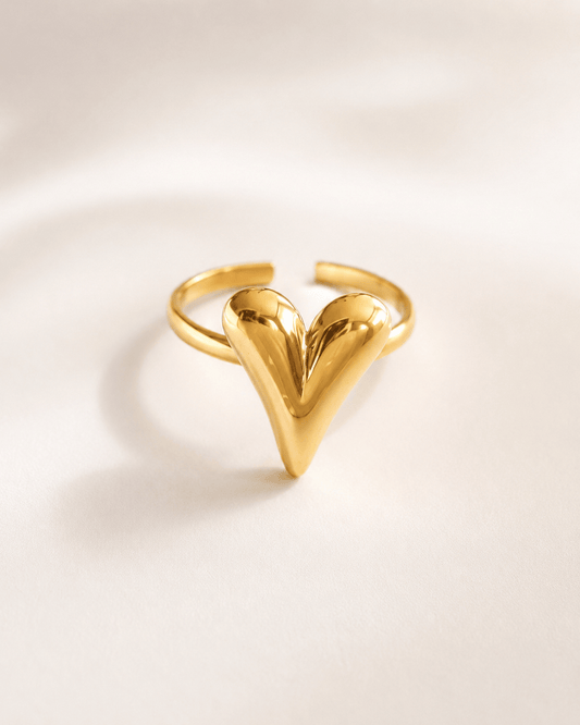 MEA NANI JEWELLERY Justerbar ring GOLDEN HEART RING - 14K gullbelagt