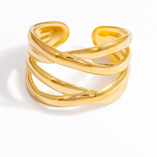 MEA NANI JEWELLERY Justerbar ring OH SHE SHINES - 18K pvd gullbelagt ring