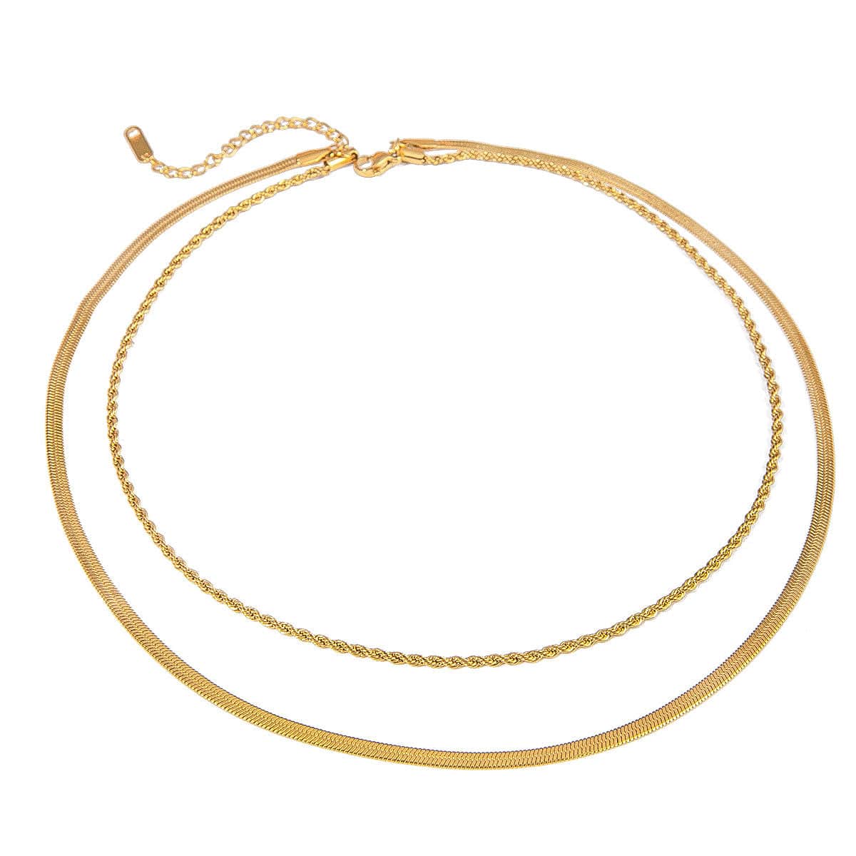 MEA NANI JEWELLERY NORI - DOBBELT SNAKE CHAIN HALSKJEDE I RUSTFRITT STÅL - 18K gullbelagt smykke