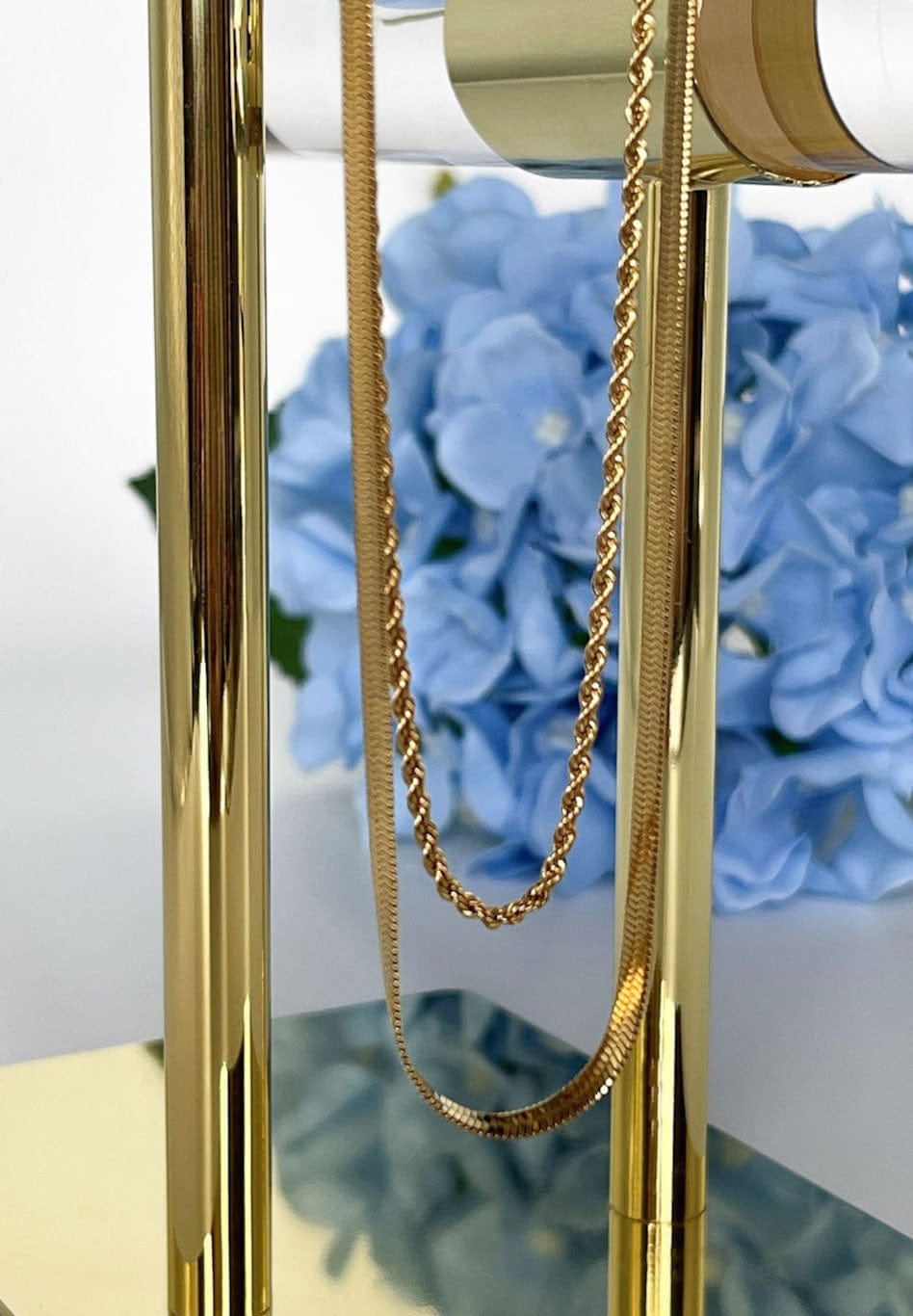 MEA NANI JEWELLERY NORI - DOBBELT SNAKE CHAIN HALSKJEDE I RUSTFRITT STÅL - 18K gullbelagt smykke
