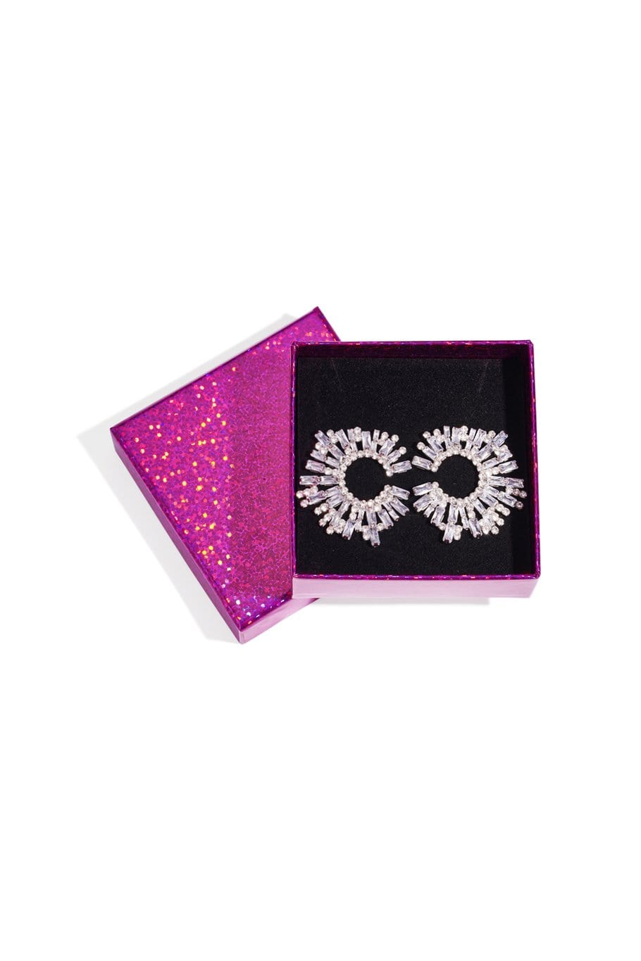 MEA NANI JEWELLERY Øredobber MIDNIGHT SHINE EARRINGS – 14K gullbelagt hvitt gull statementøredobber