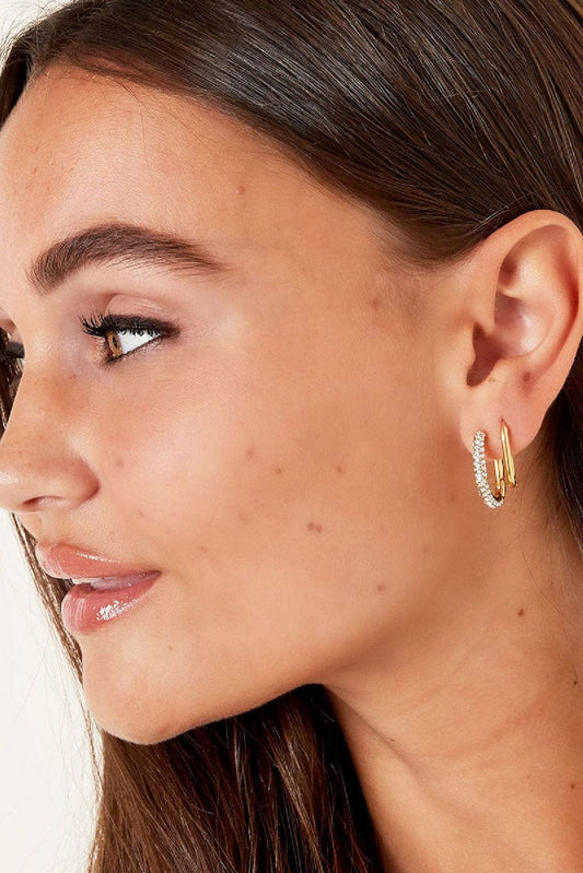 MEA NANI JEWELLERY Øreringer LINEA – Glitrende hoops øredobber i 14K gullbelagt stål