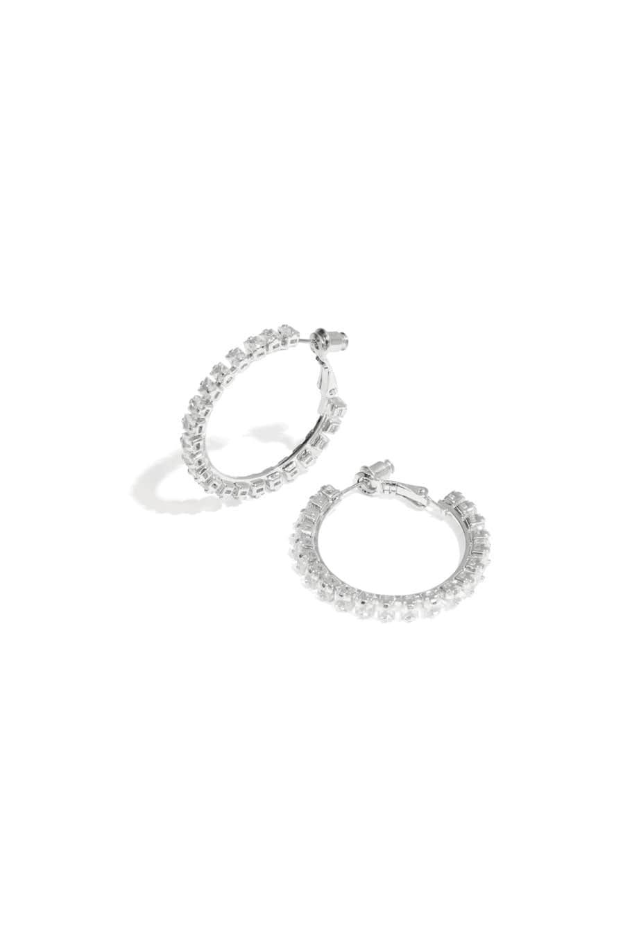 MEA NANI JEWELLERY Øreringer THE LUNA HOOPS SILVER – sølvøreringer med glitrende stener