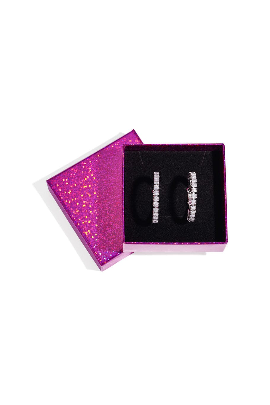 MEA NANI JEWELLERY Øreringer THE LUNA HOOPS SILVER – sølvøreringer med glitrende stener