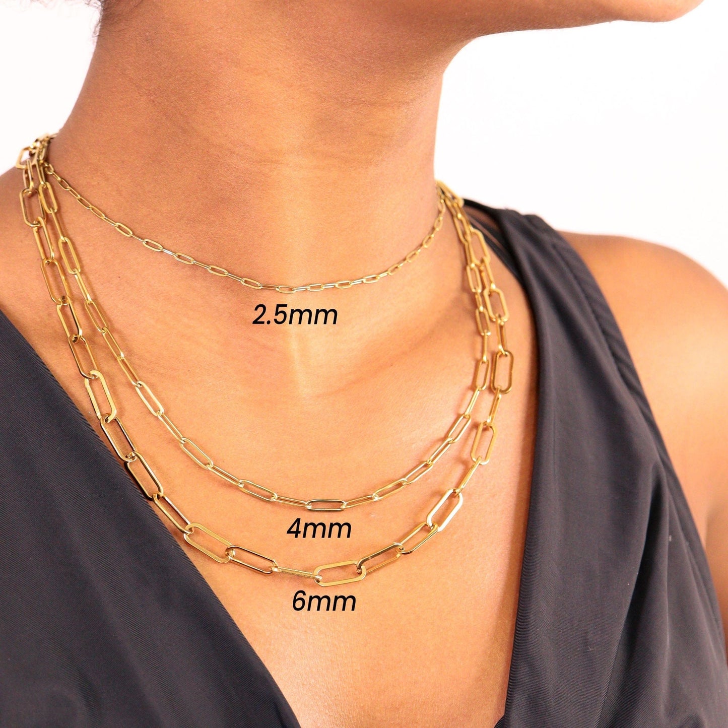 MEA NANI JEWELLERY Paperclip halskjede OSLO LINK NECKLACE – 18K PVD-gullbelagt kjede