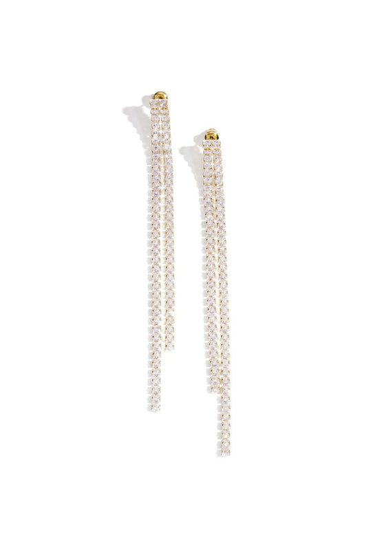 MEA NANI JEWELLERY Party øredobber GOLDEN HAZE – lange 14K gullbelagte øredobber