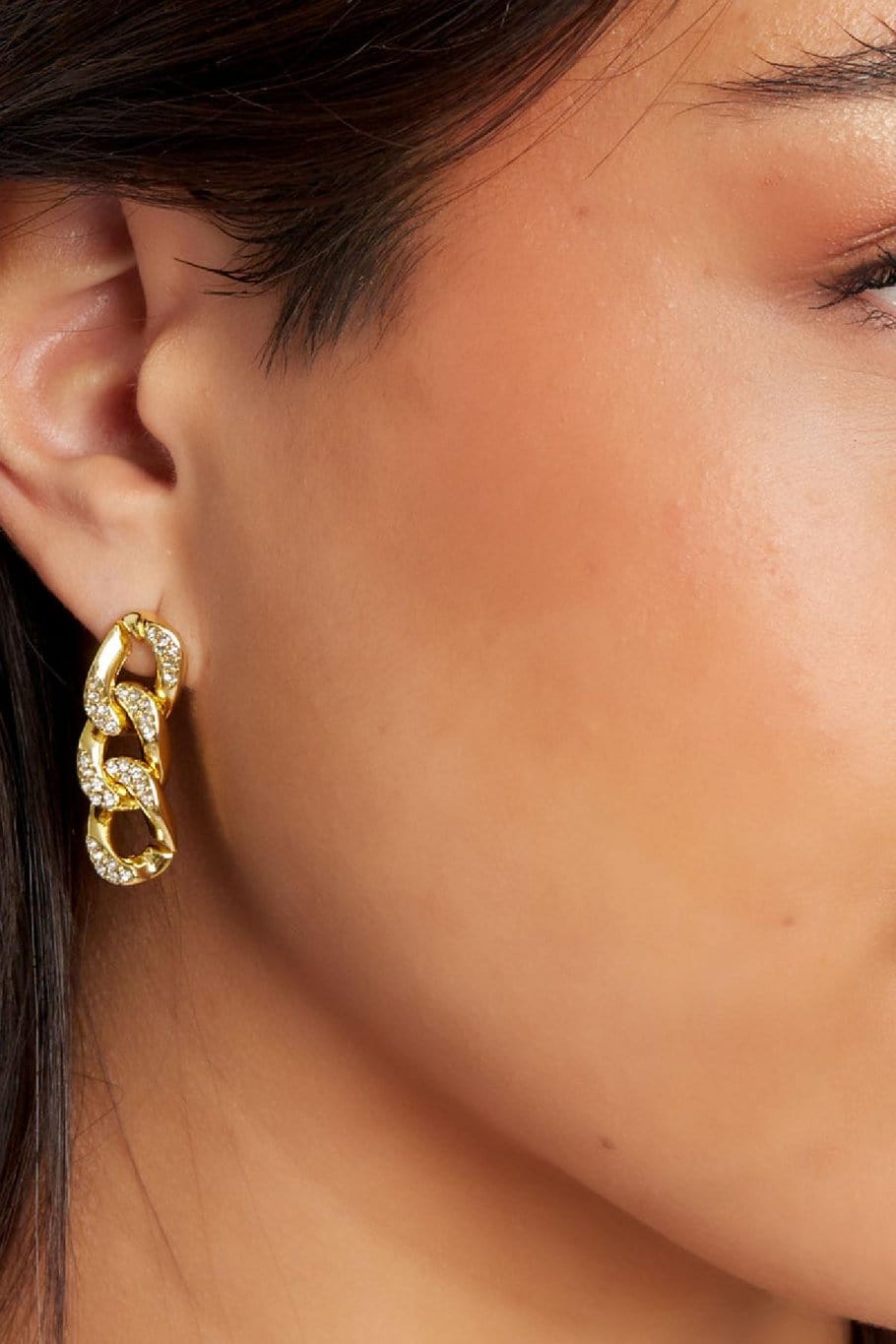 MEA NANI JEWELLERY Soft chain øredobber THE LINK GLOW EARRINGS – 14K gullbelagt kirurgisk stål
