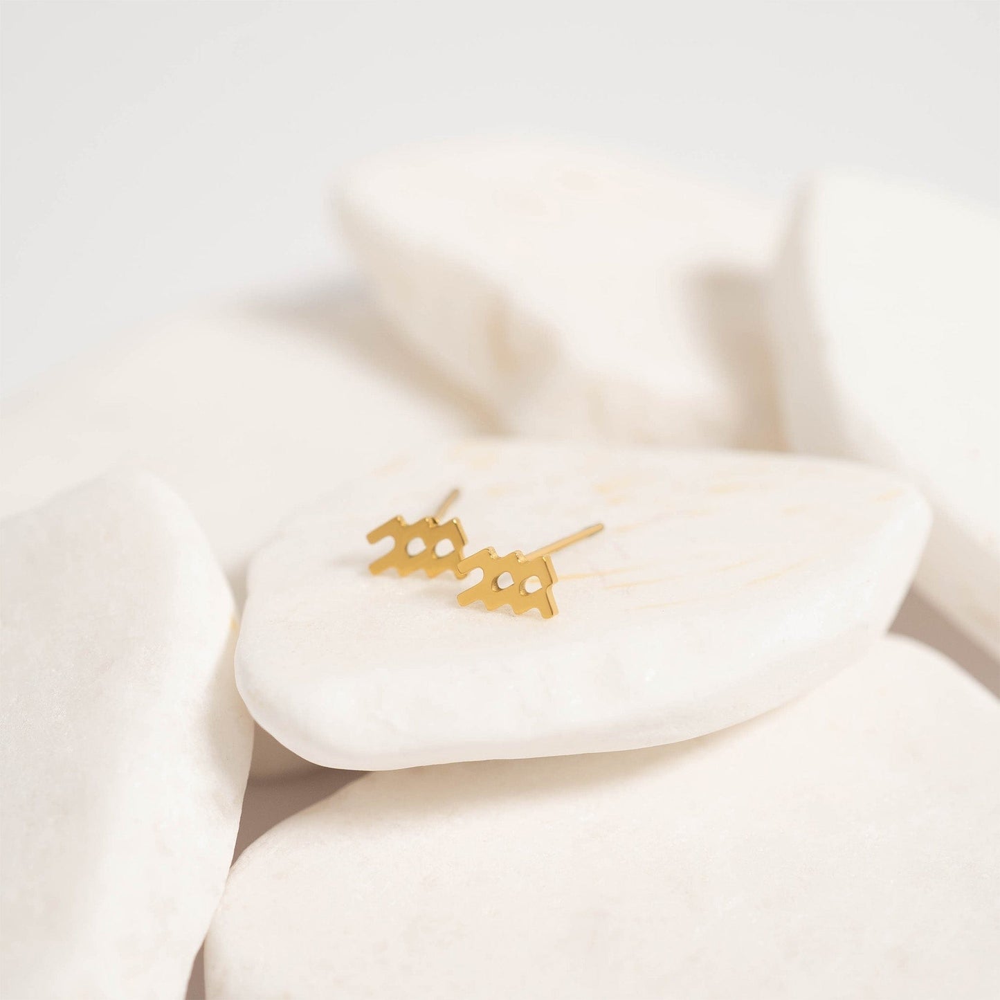 MEA NANI JEWELLERY Stjernetegn øredobber ZODIAC SIGN STUDS – Personlige stjernetegn-øredobber i 18K gullbelagt stål