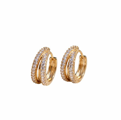 MEA NANI JEWELLERY LUMIÈRE HOOPS GOLD – gullbelagte hoops med krystaller