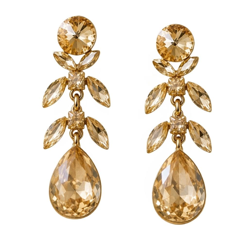 MEA NANI JEWELLERY MARINA CHAMPAGNE DROPS – champagnefargede øredobber med krystaller