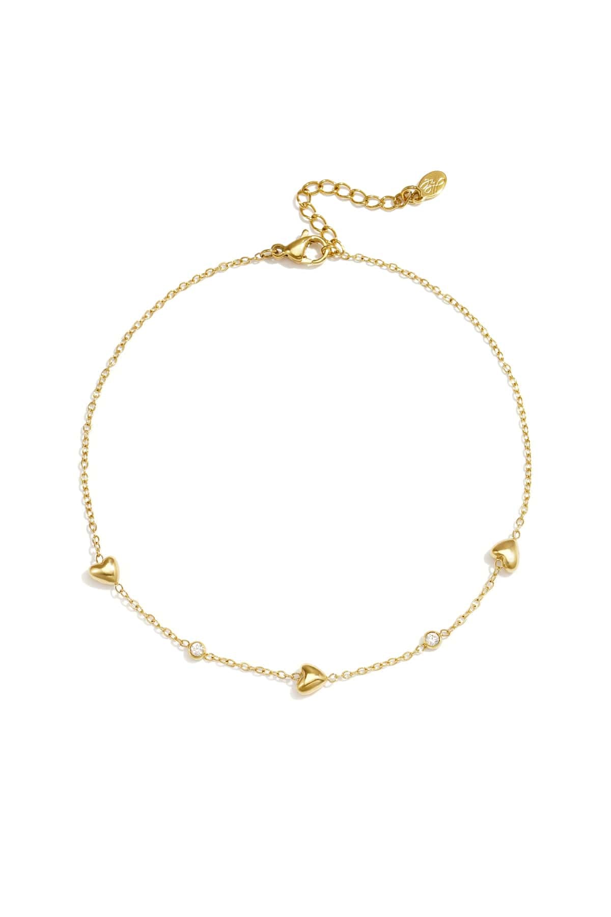 MEA NANI JEWELLERY Ankellenke Default SUNKISSED – ankellenke med hjerter, belagt med 14K ekte gull
