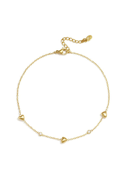 MEA NANI JEWELLERY Ankellenke Default SUNKISSED – ankellenke med hjerter, belagt med 14K ekte gull