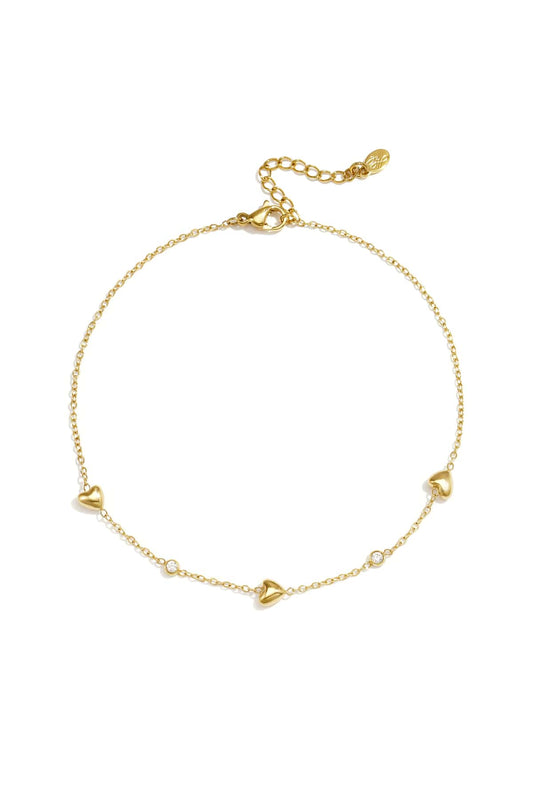 MEA NANI JEWELLERY Ankellenke Default SUNKISSED – ankellenke med hjerter, belagt med 14K ekte gull