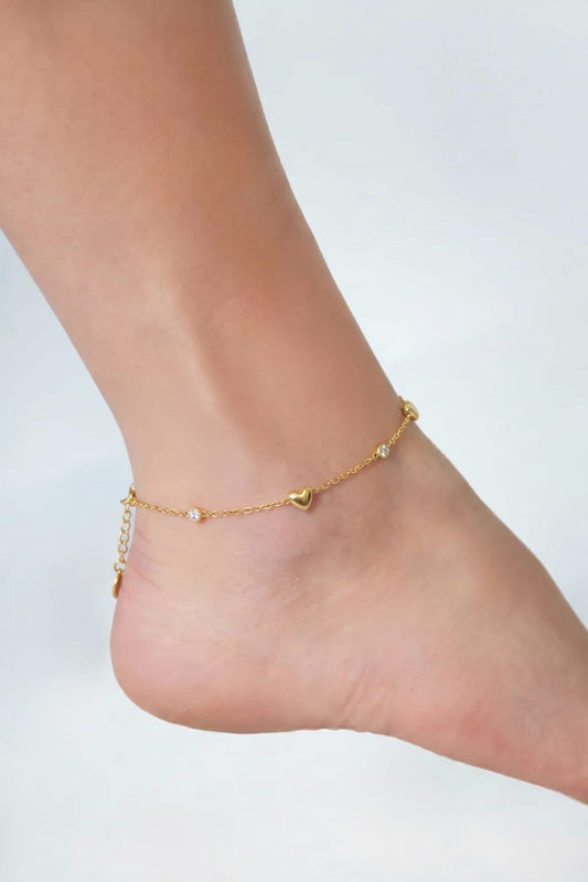 MEA NANI JEWELLERY Ankellenke Default SUNKISSED – ankellenke med hjerter, belagt med 14K ekte gull