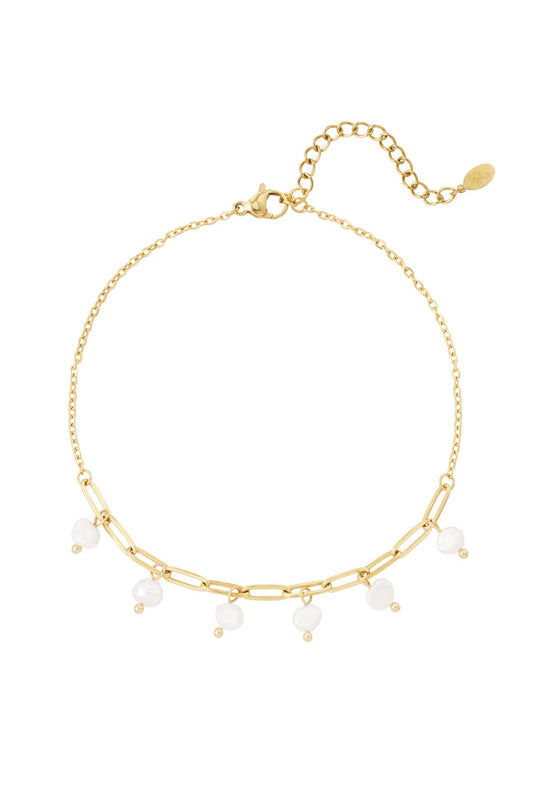 MEA NANI JEWELLERY Ankellenke PEARL LINK ANKLET – 14K gullbelagt
