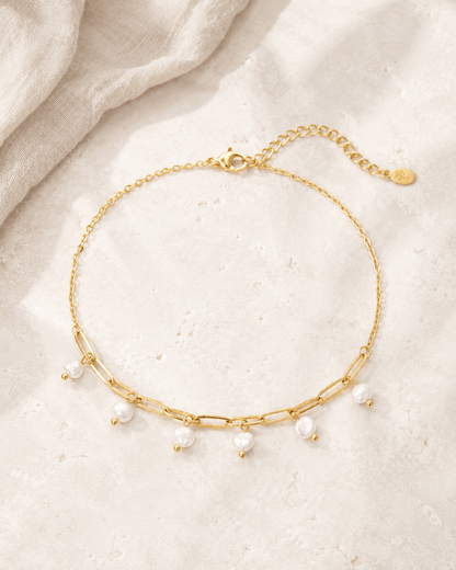 MEA NANI JEWELLERY Ankellenke PEARL LINK ANKLET – 14K gullbelagt