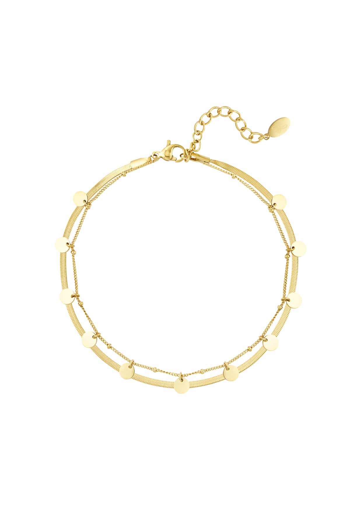 MEA NANI JEWELLERY Ankellenke SOLEIL DOUBLE ANKLET – ankelkjede i 14K gullbelagt kirurgisk stål