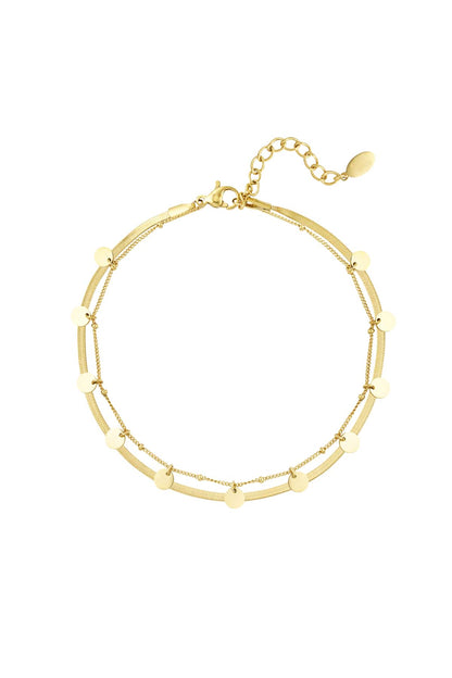 MEA NANI JEWELLERY Ankellenke SOLEIL DOUBLE ANKLET – ankelkjede i 14K gullbelagt kirurgisk stål
