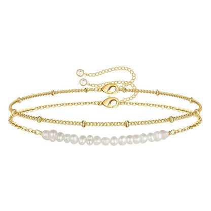 MEA NANI JEWELLERY Armbånd ALBA – perlearmbånd i 18K gull med to separate lenker