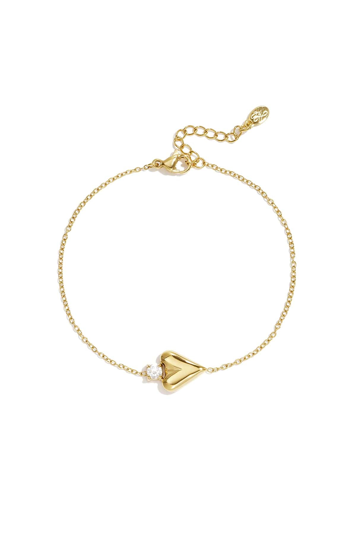 MEA NANI JEWELLERY Armbånd Gull BELLA – armbånd med hjertecharm, 14K gullbelagt