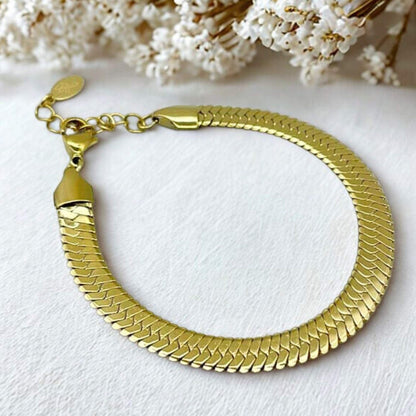 MEA NANI JEWELLERY Armbånd Gull LONDON – slangearmbånd i 14K gullbelagt stål