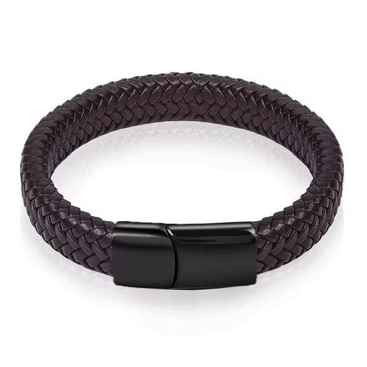 MEA NANI JEWELLERY Armbånd KLASSISK FLETTET SKINNARMBÅND MED STÅL- OG TITANIUM LÅS