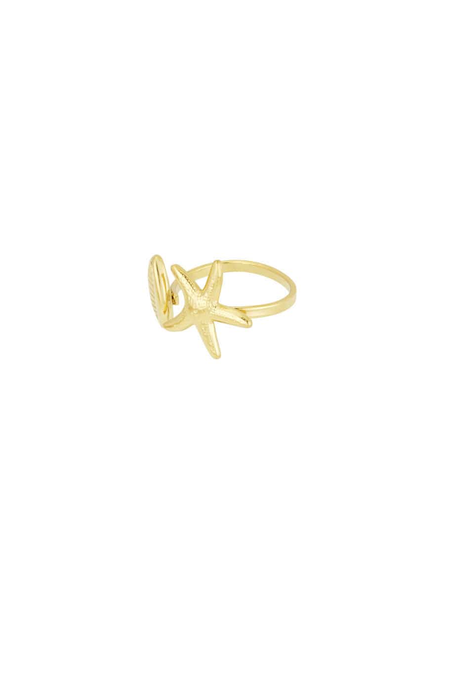 MEA NANI JEWELLERY Gullbelagt ring 14K MARA - Justerbar skjellring i gull