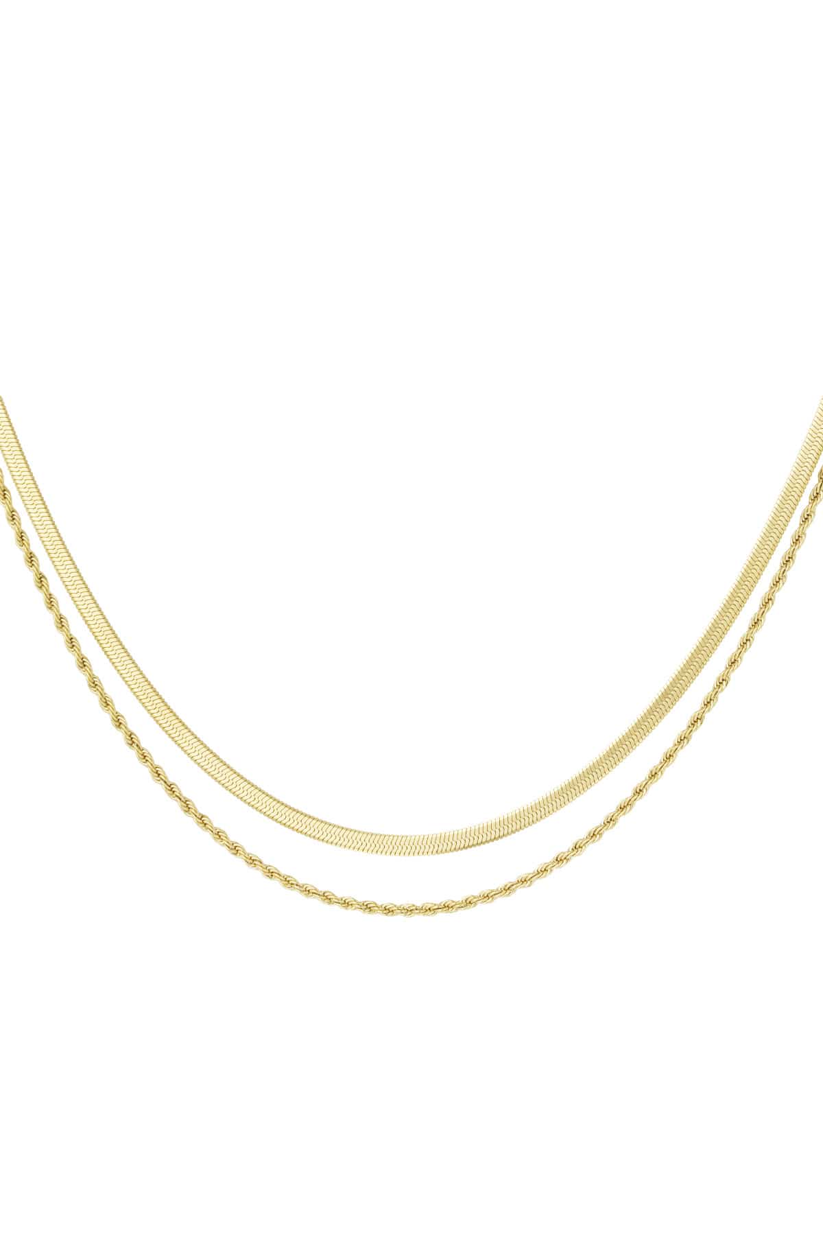 MEA NANI JEWELLERY Halskjede COMO – to-lags halskjede i kirurgisk stål, 14K gullbelagt