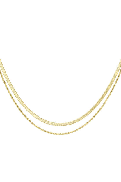MEA NANI JEWELLERY Halskjede COMO – to-lags halskjede i kirurgisk stål, 14K gullbelagt