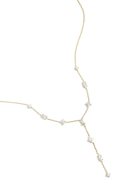 MEA NANI JEWELLERY Halskjede CRYSTAL CASCADE – Y-halskjede med rhinestones, 14K ekte gullbelegg