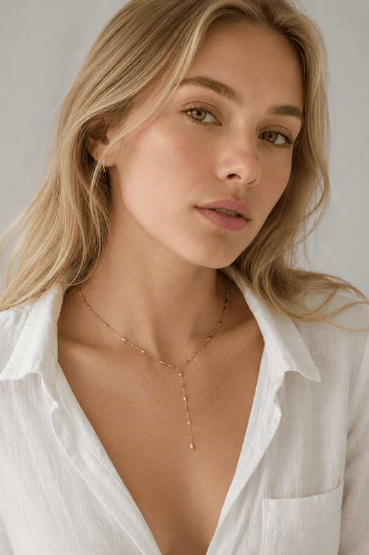 MEA NANI JEWELLERY Halskjede Default MOLTEN RAIN – Y-halskjede med dråper, belagt med 14K ekte gull