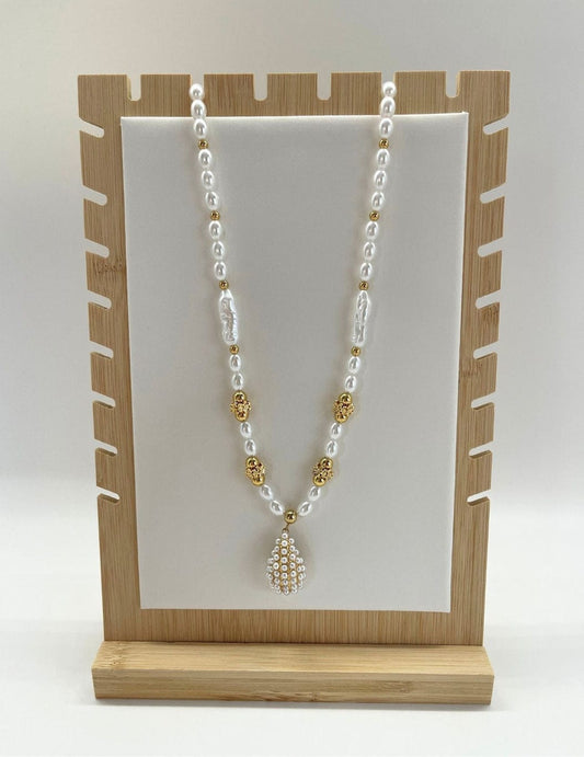 MEA NANI JEWELLERY Halskjede GOLDEN PEARL DROP – Halskjede 18K PVD gullbelagt