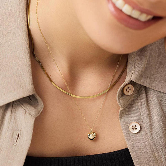 MEA NANI JEWELLERY Halskjede LINDE DOBBELT HALSKJEDE 18K GULLBELAGT - Smykke med hjerteanheng
