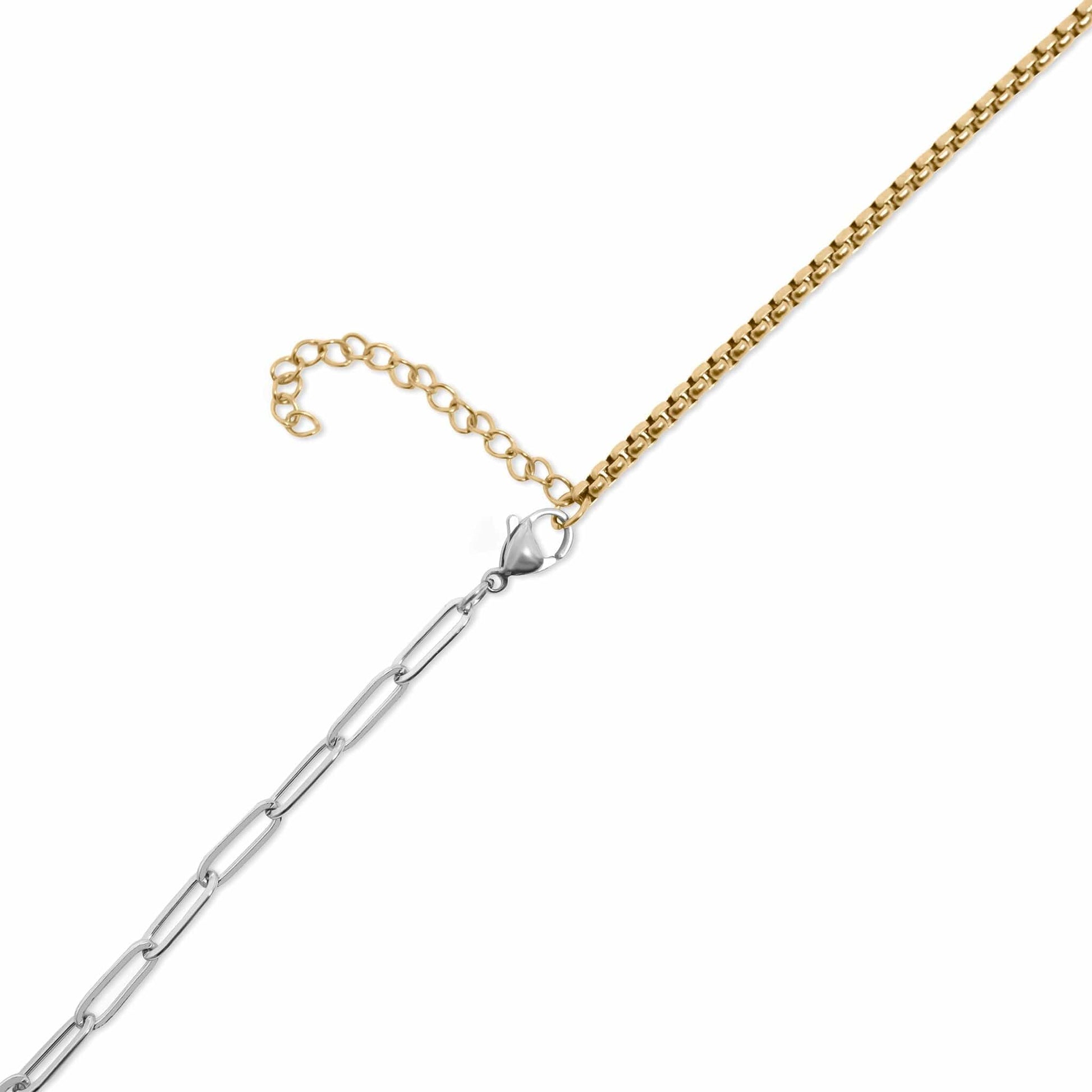 MEA NANI JEWELLERY Halskjede med feste for charms BALANCE LINK – 18K gullbelagt halskjede i totonet stål