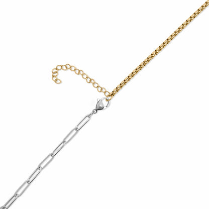 MEA NANI JEWELLERY Halskjede med feste for charms BALANCE LINK – 18K gullbelagt halskjede i totonet stål