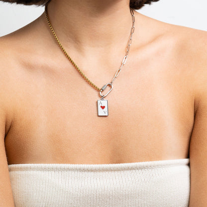 MEA NANI JEWELLERY Halskjede med feste for charms BALANCE LINK – 18K gullbelagt halskjede i totonet stål