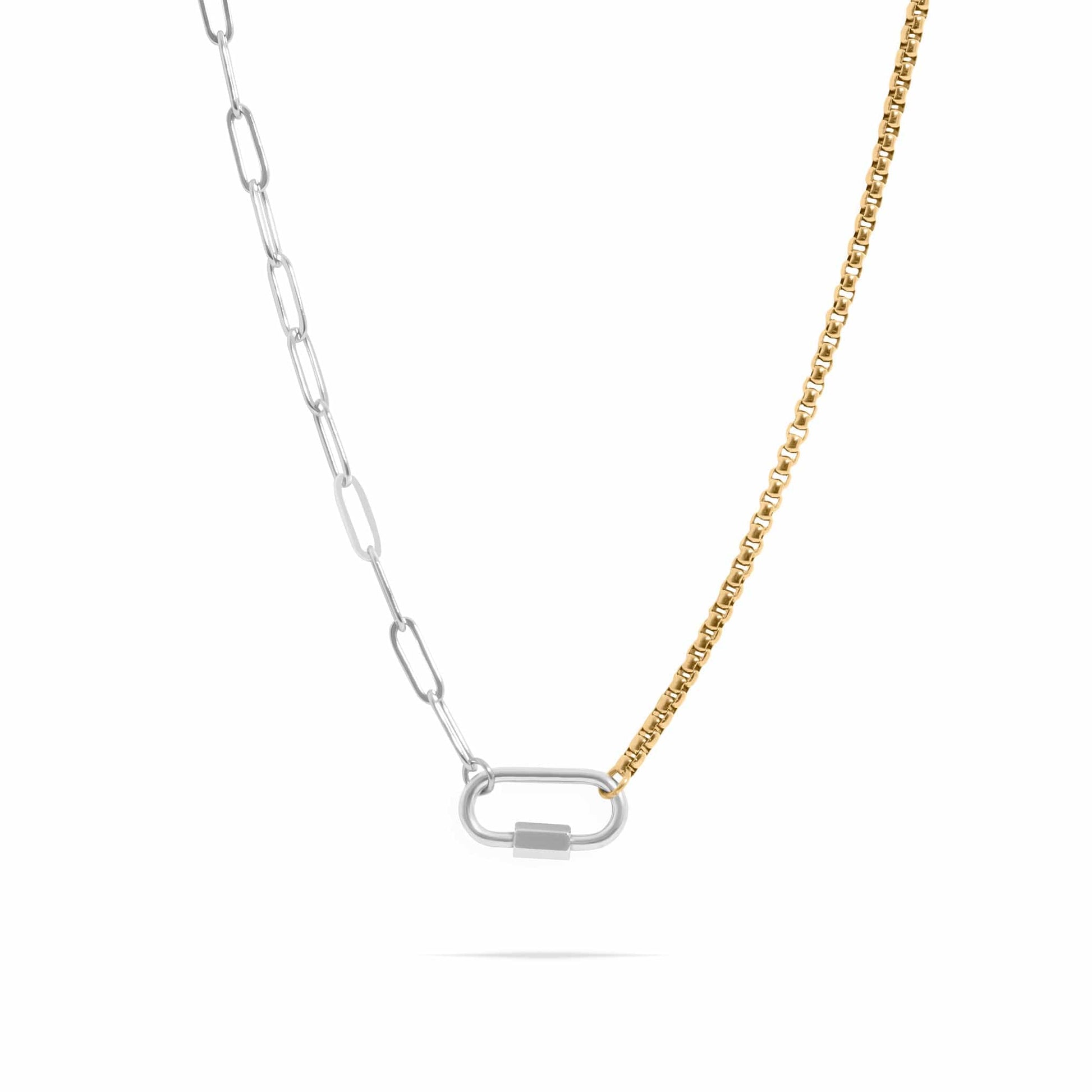 MEA NANI JEWELLERY Halskjede med feste for charms BALANCE LINK – 18K gullbelagt halskjede i totonet stål