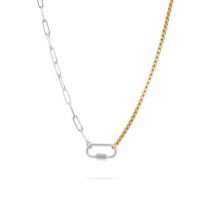 MEA NANI JEWELLERY Halskjede med feste for charms BALANCE LINK – 18K gullbelagt halskjede i totonet stål