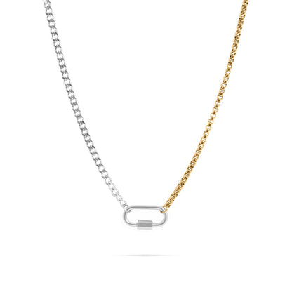 MEA NANI JEWELLERY Halskjede med feste for charms BONJOUR PARIS – 18k gullbelagt & sølvfarget carabiner-kjede