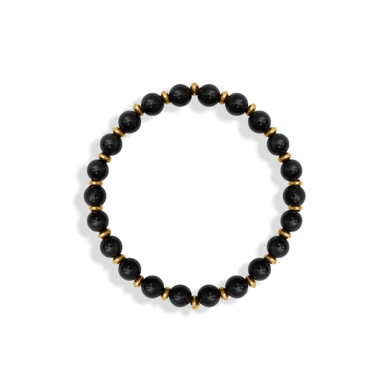 MEA NANI JEWELLERY Herrearmbånd THE ATLAS AGATE – Herrearmbånd i sort agat & 18K PVD-gull