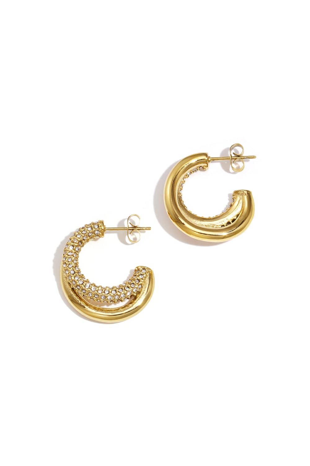 MEA NANI JEWELLERY Hoops med glitrende steiner SPARK HOOPS – 14K gullbelagt