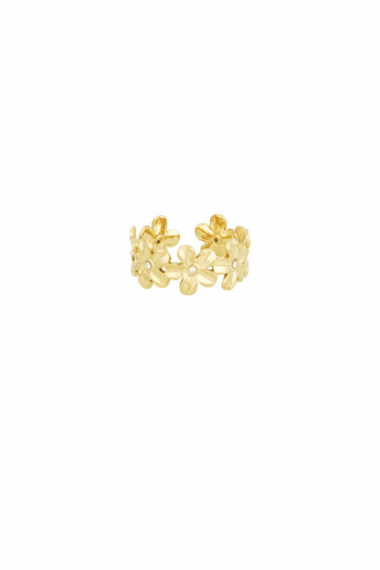 MEA NANI JEWELLERY Justerbar ring Default MARGUERITE – justerbar blomsterring i 14K gullbelagt rustfritt stål, vanntett