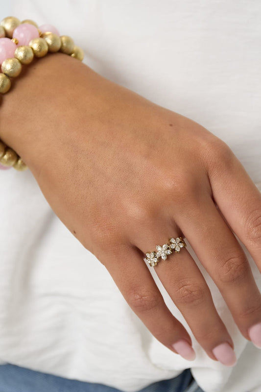 MEA NANI JEWELLERY Justerbar ring FLEUR Ring – 14K gullbelagt